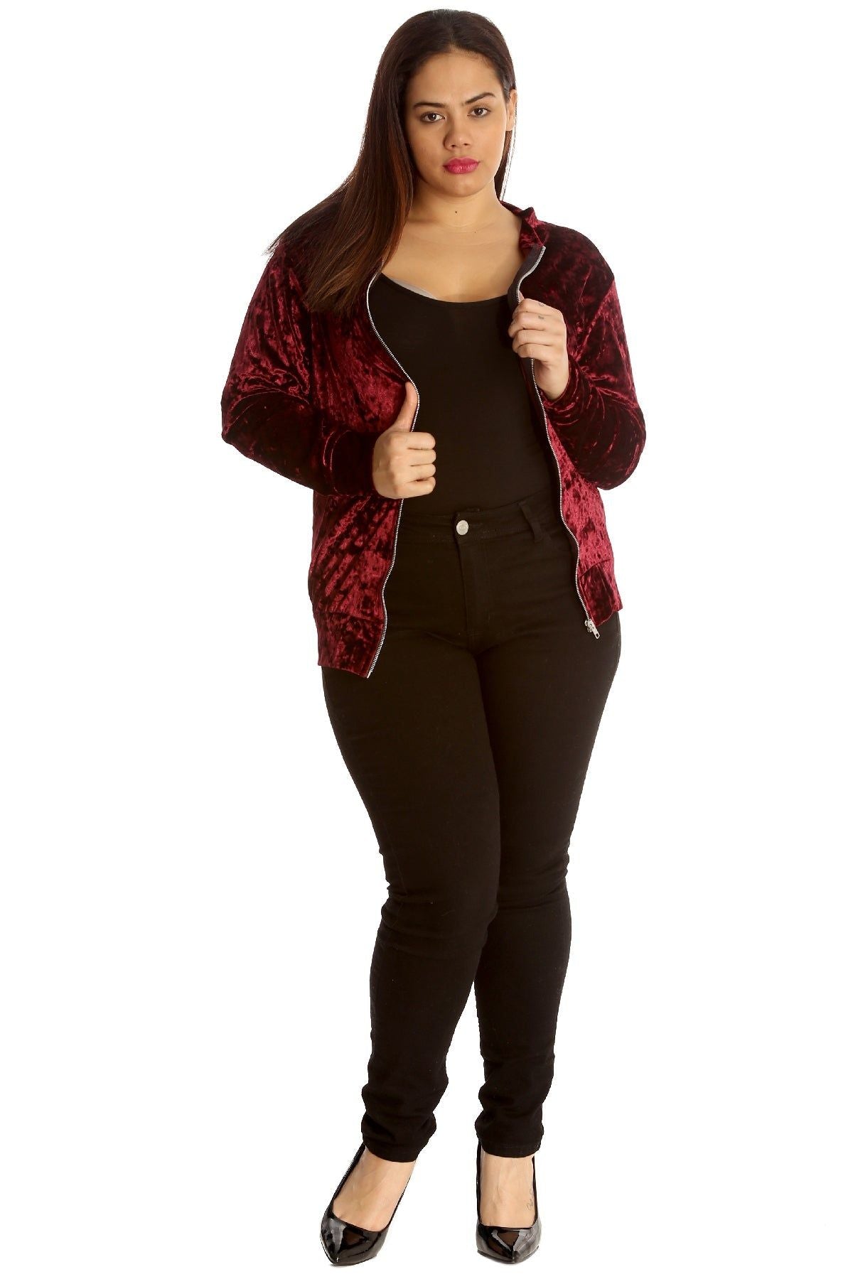 Long Sleeve Velour Velvet Bomber Jacket Jacket WearAll