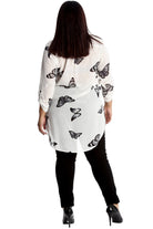 Butterfly Print Side Slit Curved Hem Top Tops WearAll