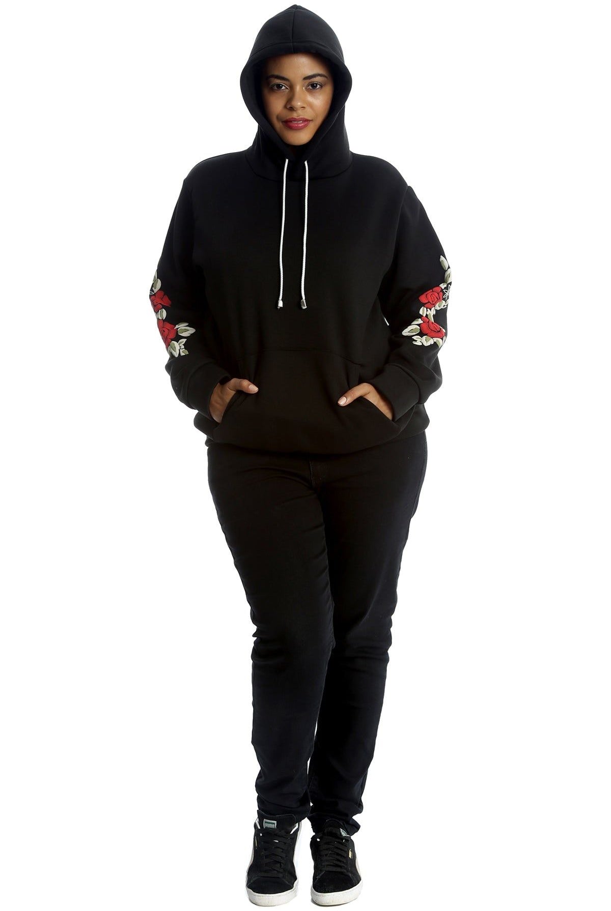 Embroidered Pouch Pocket Sweatshirt Tops WearAll