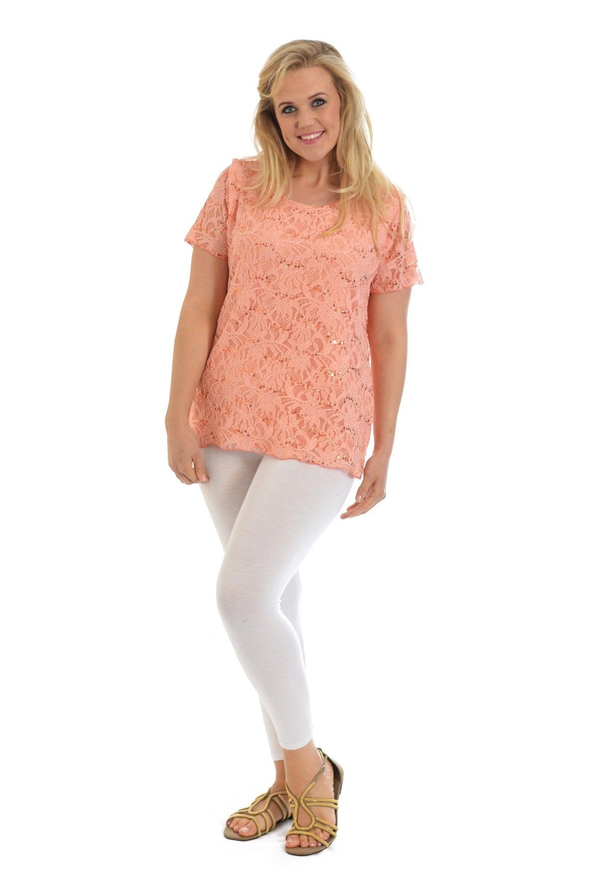 Plus Size Lace Sequin Lined Top Tops WearAll