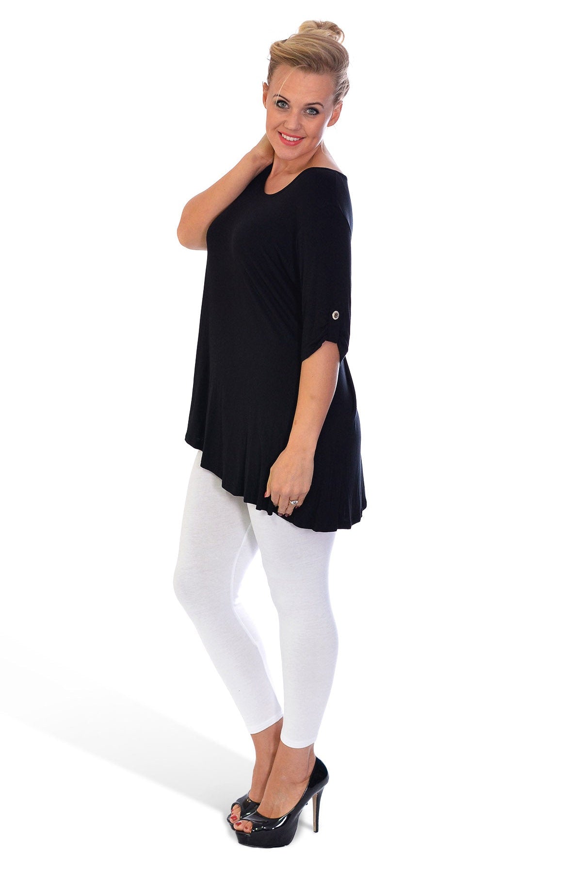 Scoop Neck Flared Ladies Plain Top Tops WearAll
