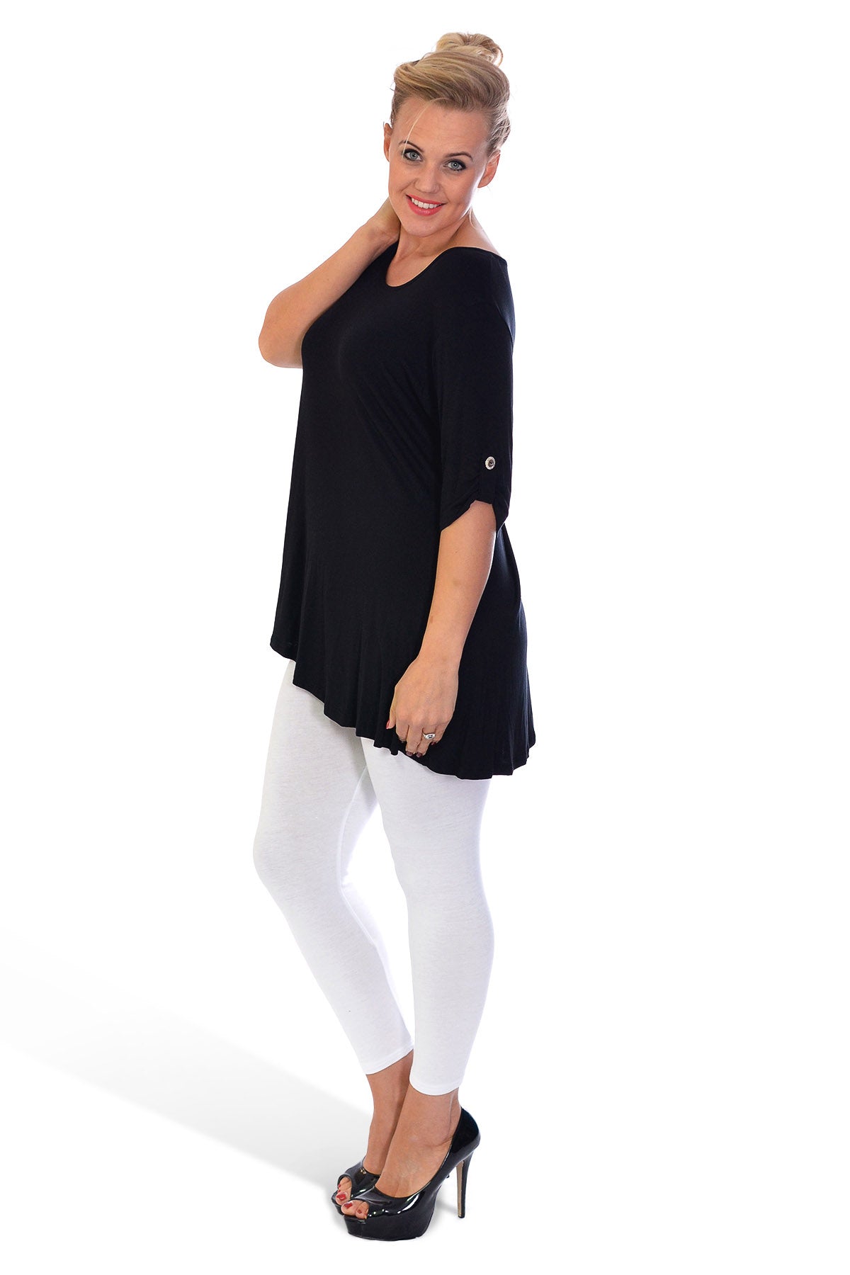 Scoop Neck Flared Ladies Plain Top Tops WearAll