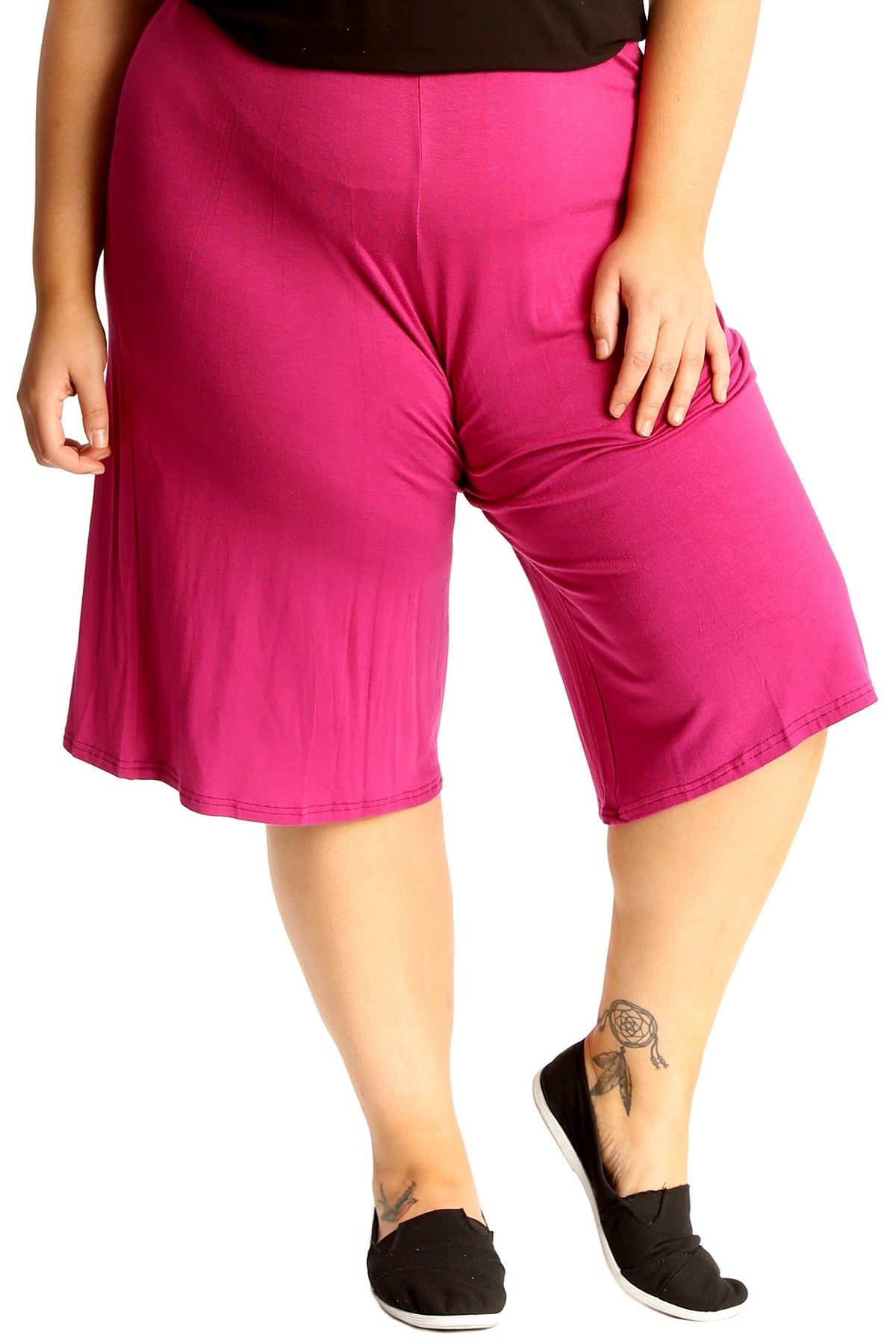 Plus Size Plain Viscose Culottes Shorts WearAll