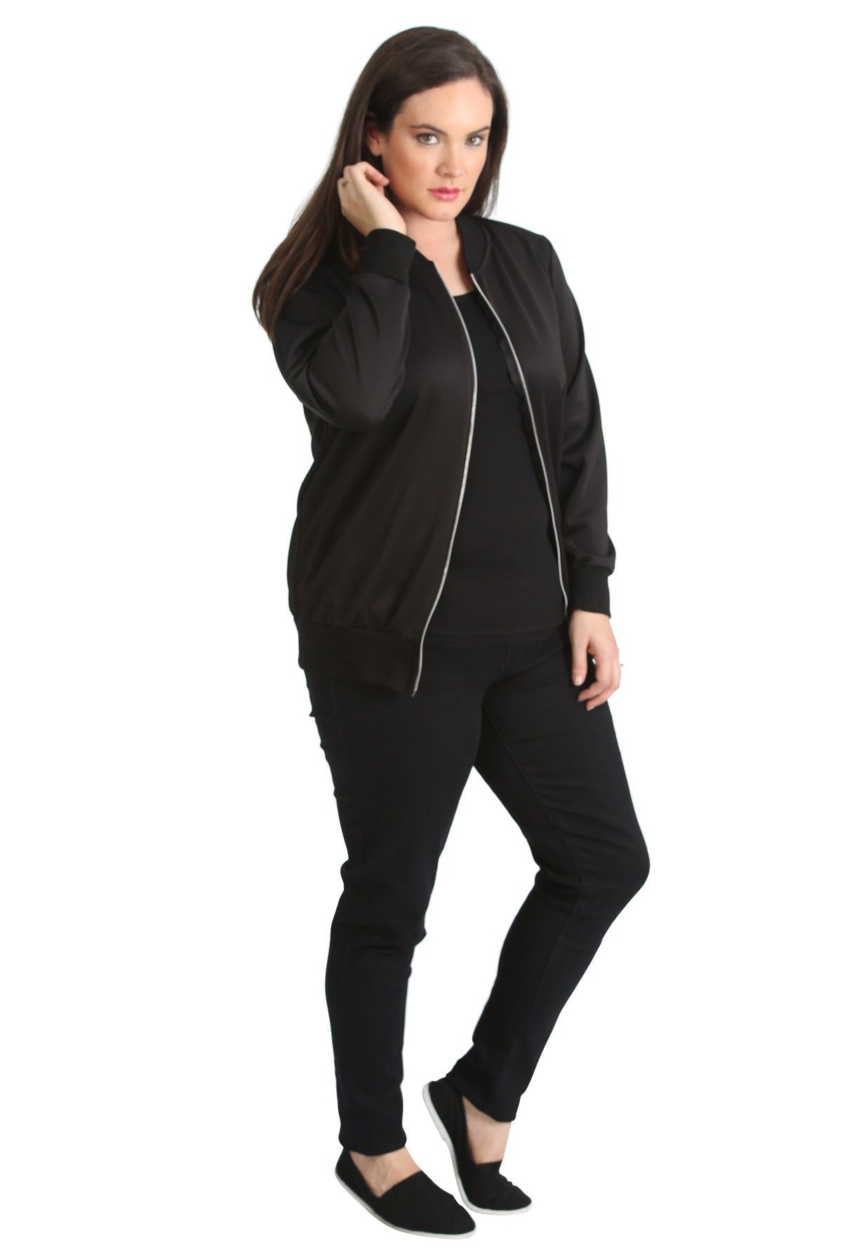 Plain Bomber Jacket Sleeve Top Jacket WearAll