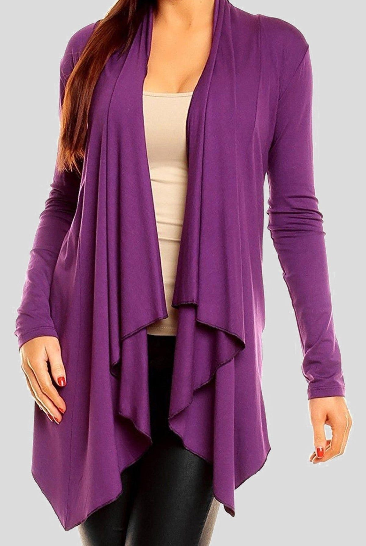 Open Waterfall Cardigan cardigan WearAll Purple 16-18