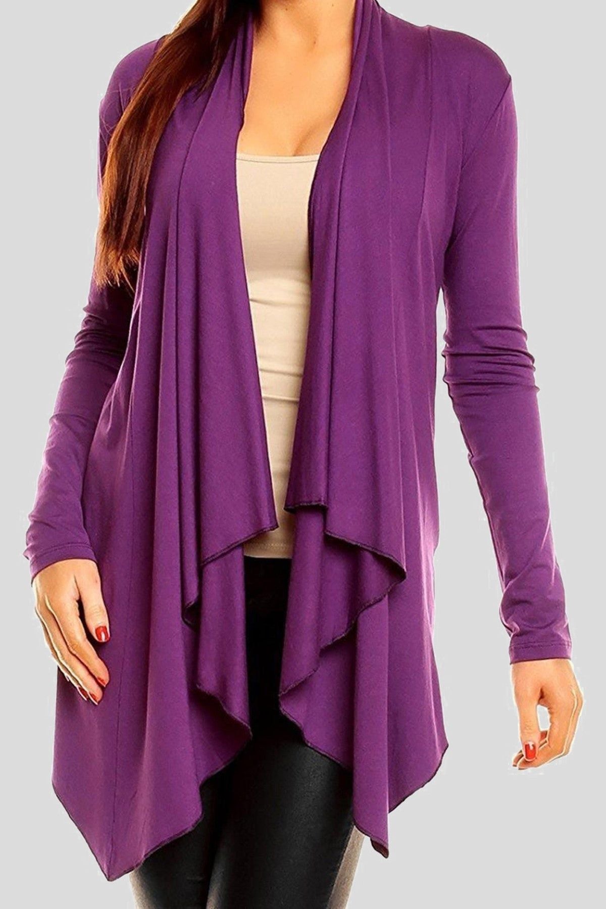 Open Waterfall Cardigan cardigan WearAll Purple 16-18