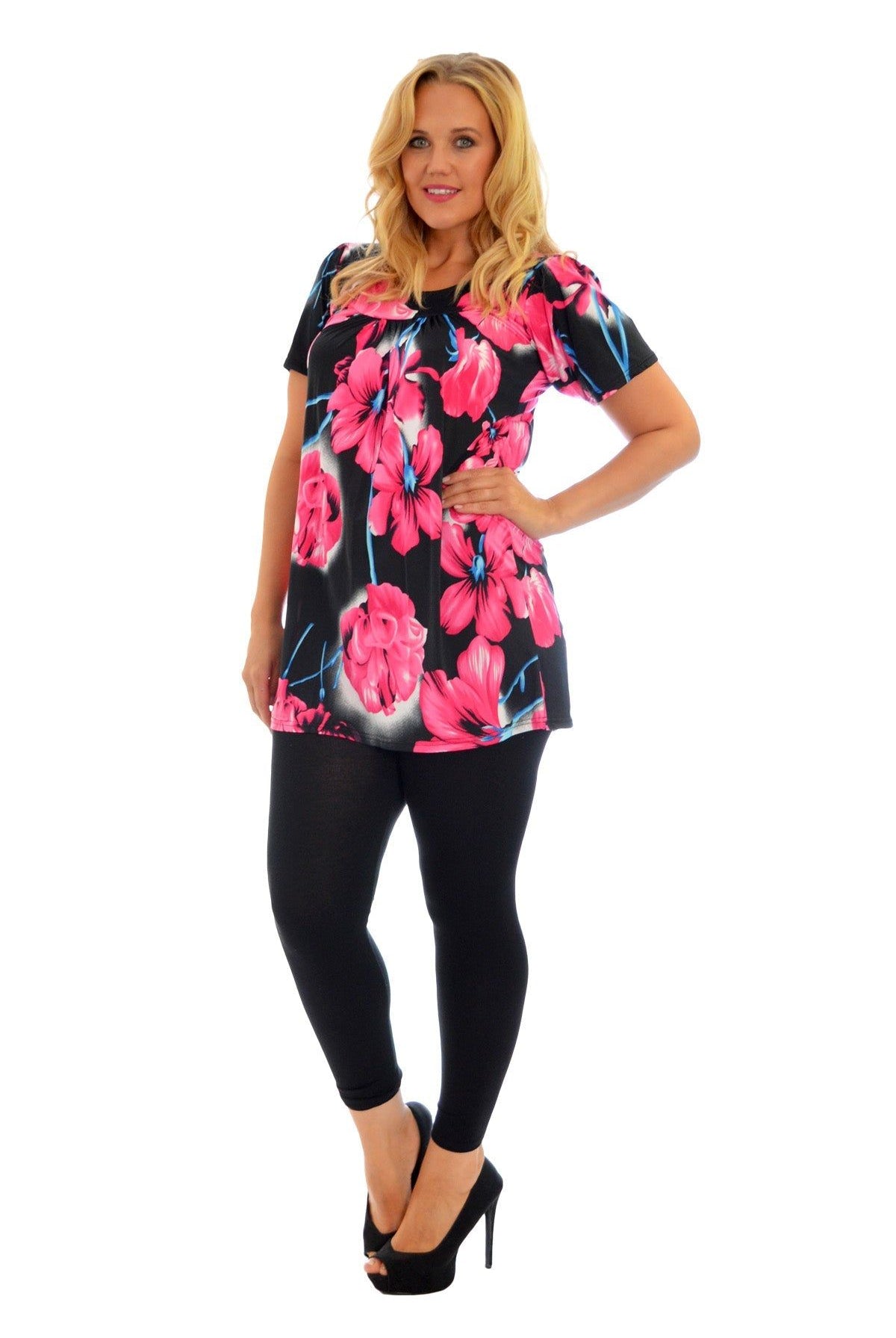 Floral Print Smock Tunic T-Shirt Top Tops WearAll