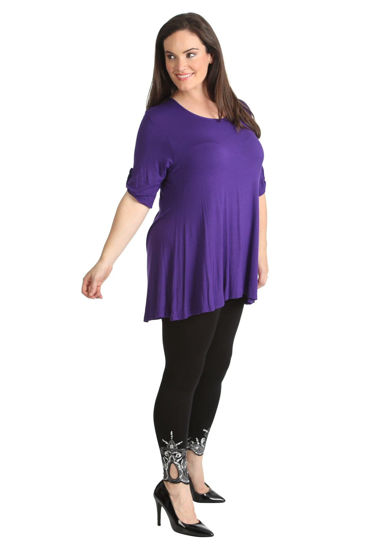 Womens Scoop Neck Flared Ladies Plain Tops Tops WearAll