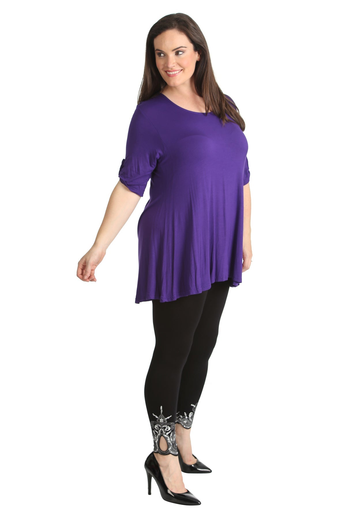 Womens Scoop Neck Flared Ladies Plain Tops Tops WearAll