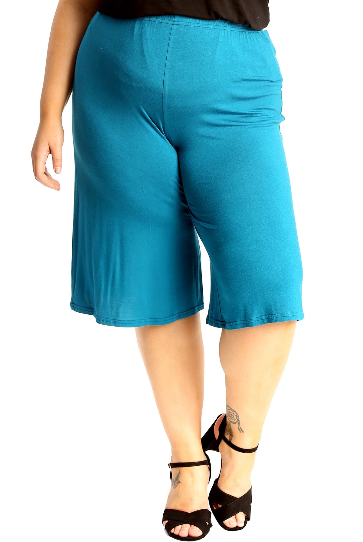 Plus Size Plain Viscose Culottes Shorts WearAll