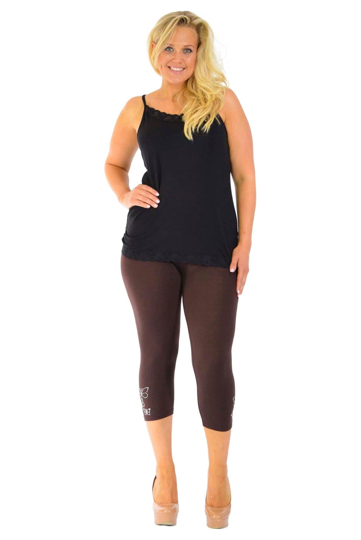 3/4 Butterfly Sequin Leggings Leggings WearAll