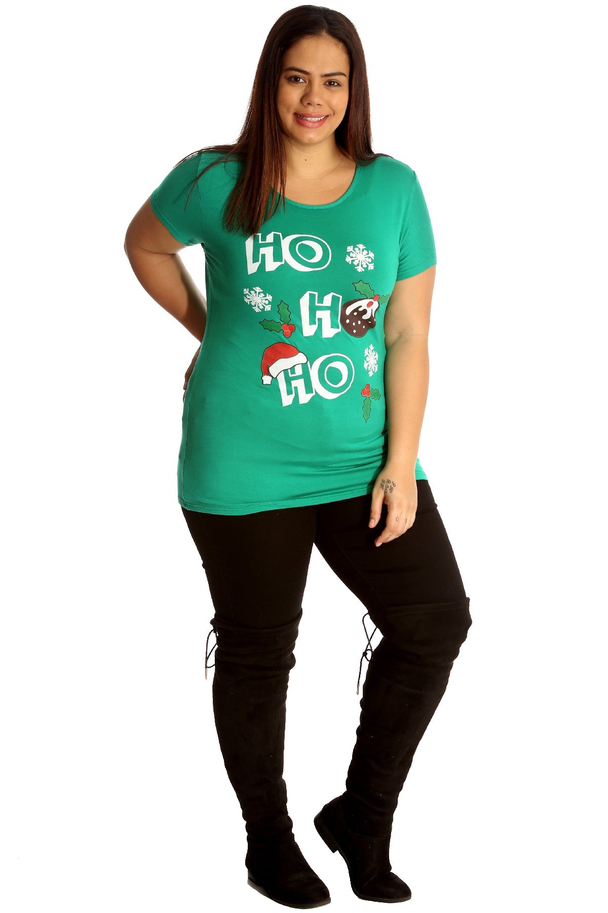 Holly Snowflake Christmas Short Sleeve Top Tops WearAll