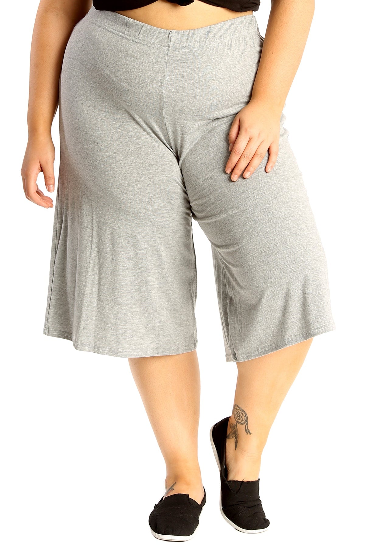 Plus Size Plain Viscose Culottes Shorts WearAll