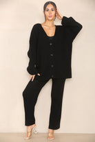Chunky Knitted Button Up Set Loungewear WearAll Black 8-18
