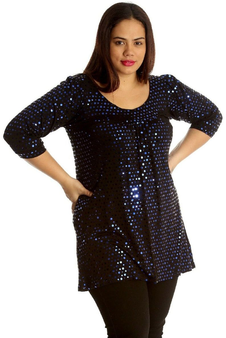 Polka Dot Sequin Spot Party Top Tops WearAll Royal Blue 14