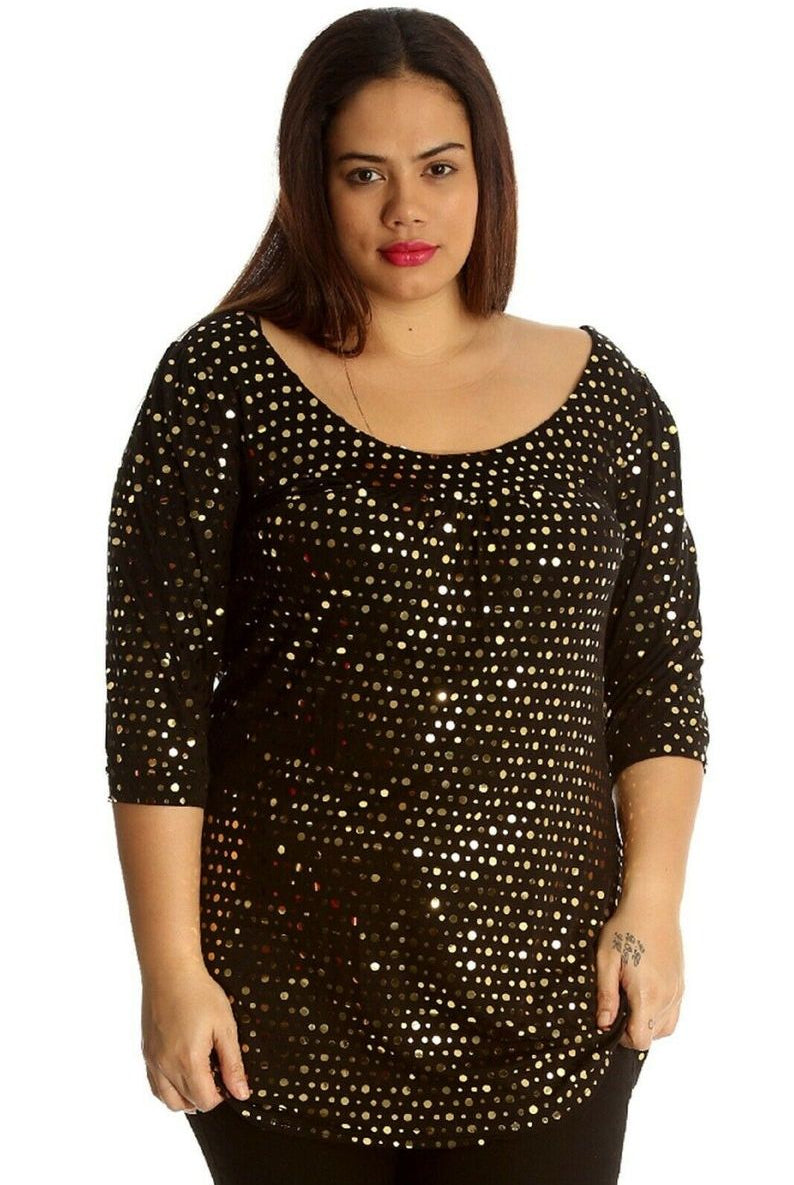 Polka Dot Sequin Spot Party Top Tops WearAll Gold 14