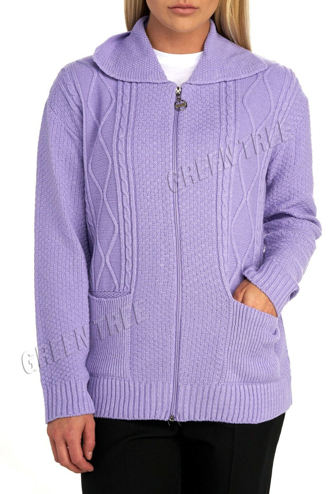 Knit Collar Long Sleeve Zip Cardigan Tops WearAll