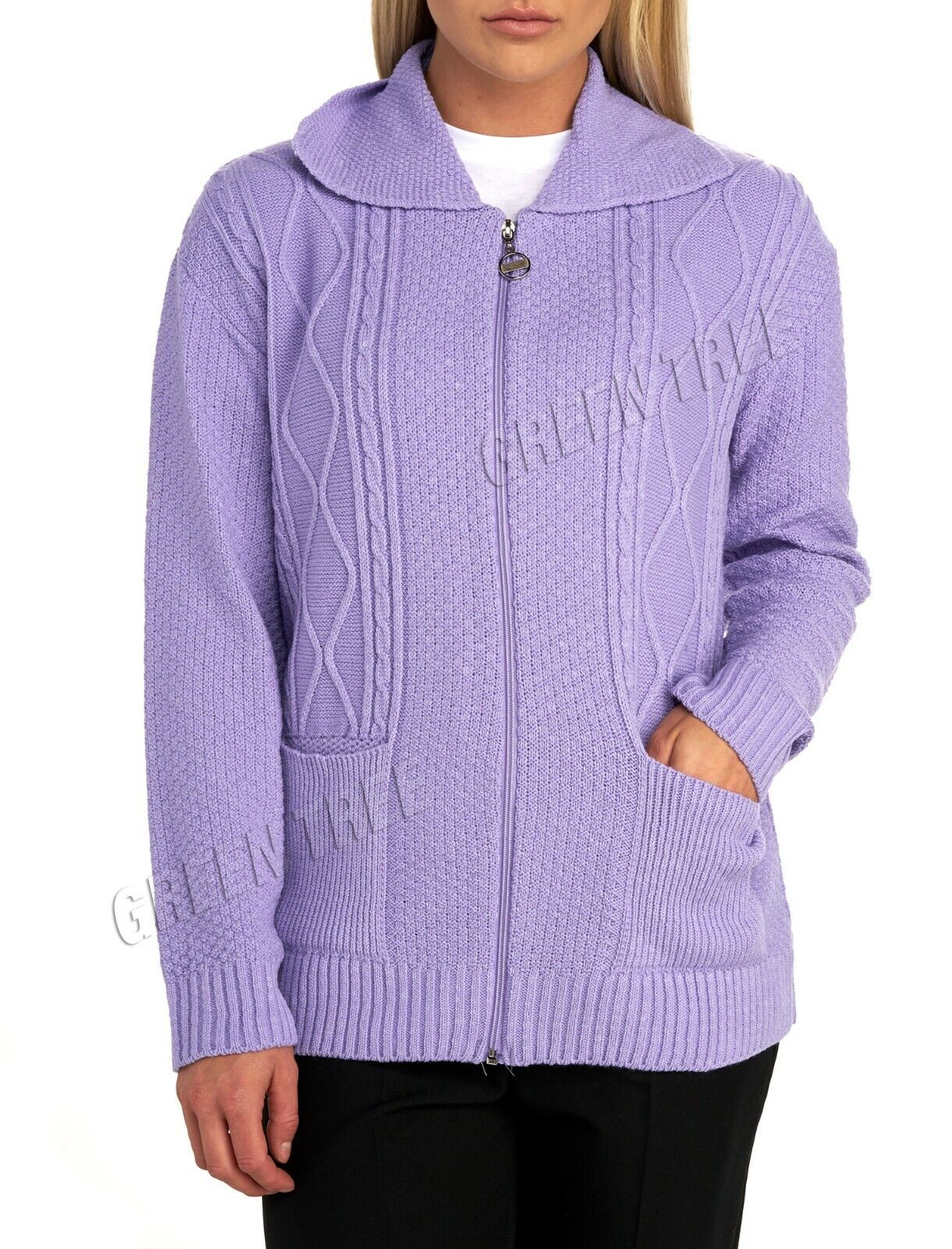 Knit Collar Long Sleeve Zip Cardigan Tops WearAll