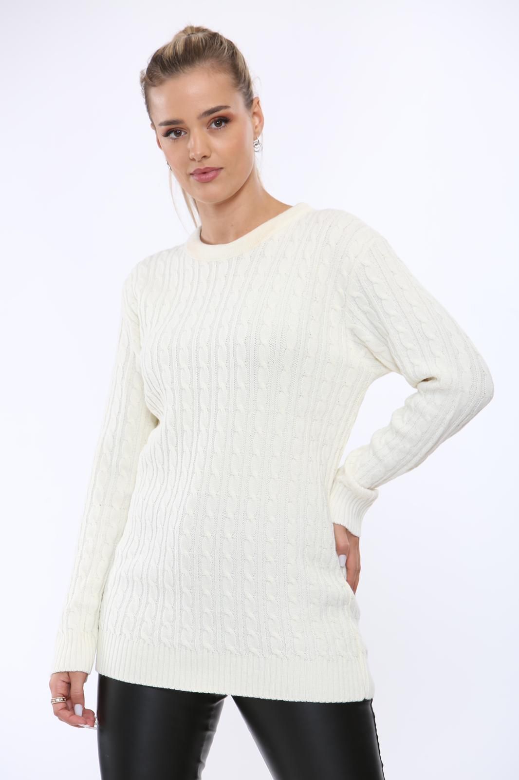 Cable Knit Top Jumper Sweater Jumper WearAll Cream 8-10