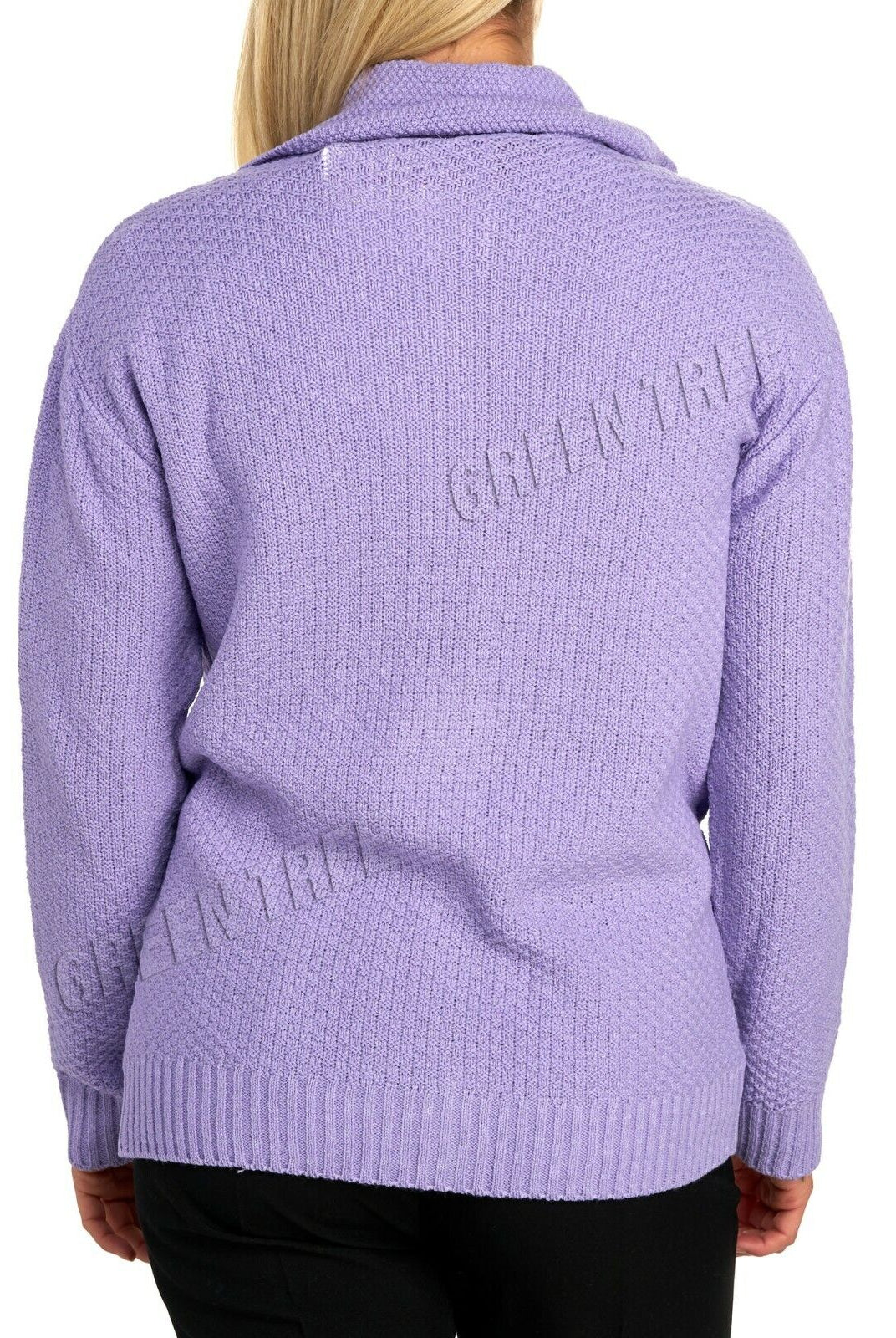 Knit Collar Long Sleeve Zip Cardigan Tops WearAll