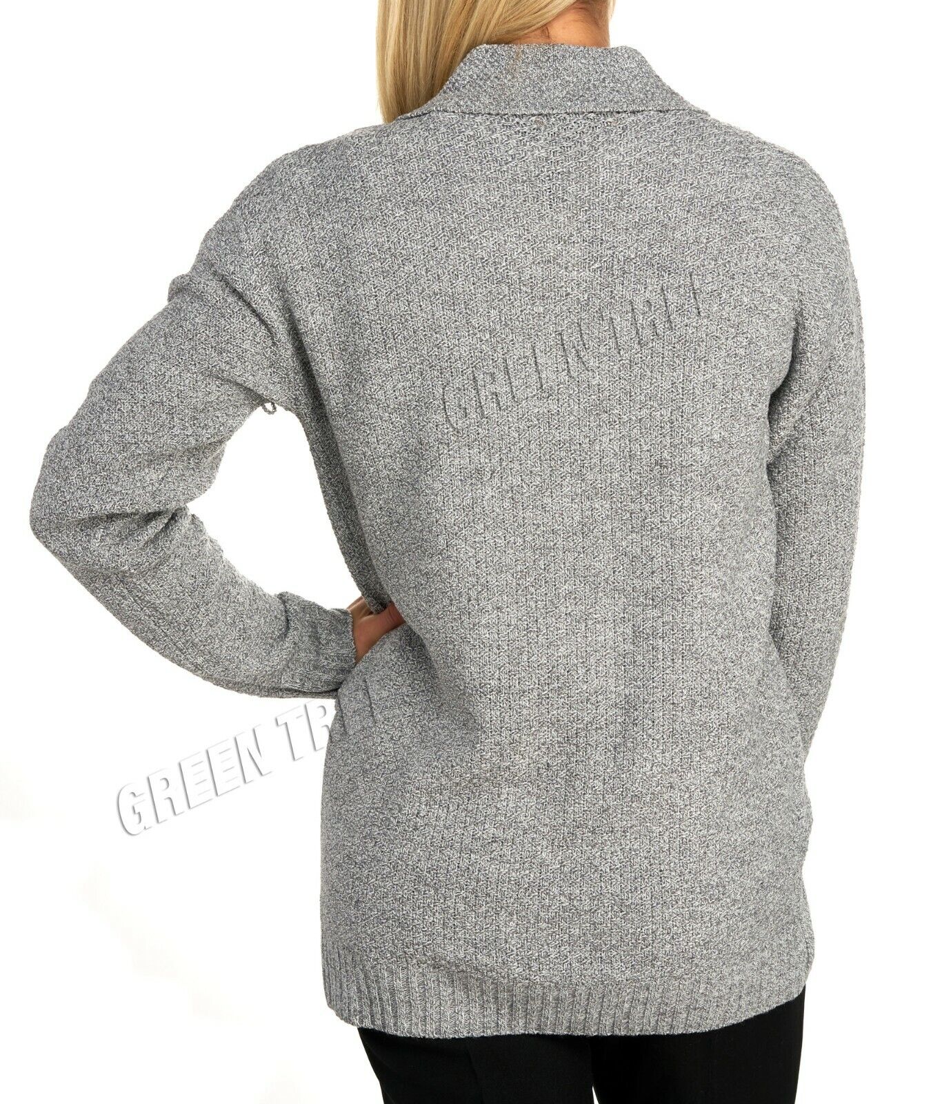 Knit Collar Long Sleeve Zip Cardigan Tops WearAll