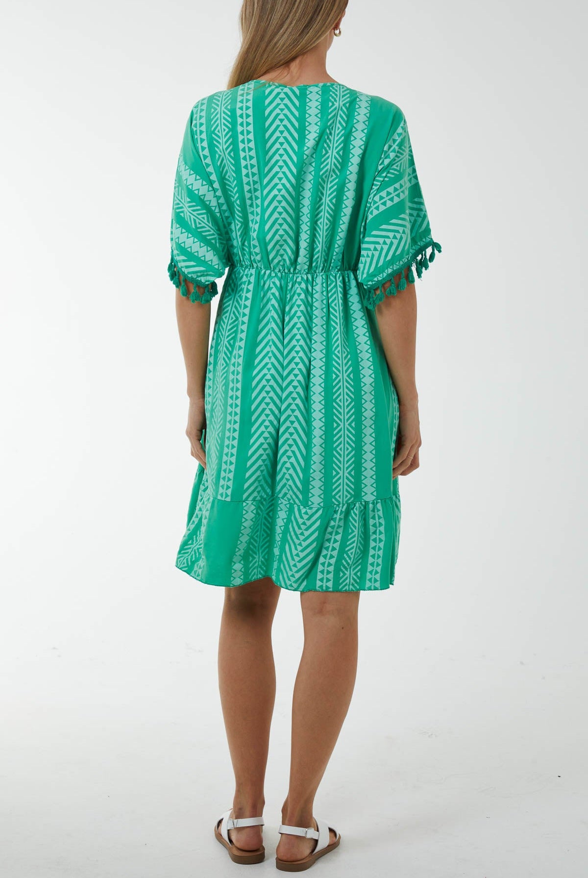 Aztec Print Mini Dress with Tassels Dresses WearAll