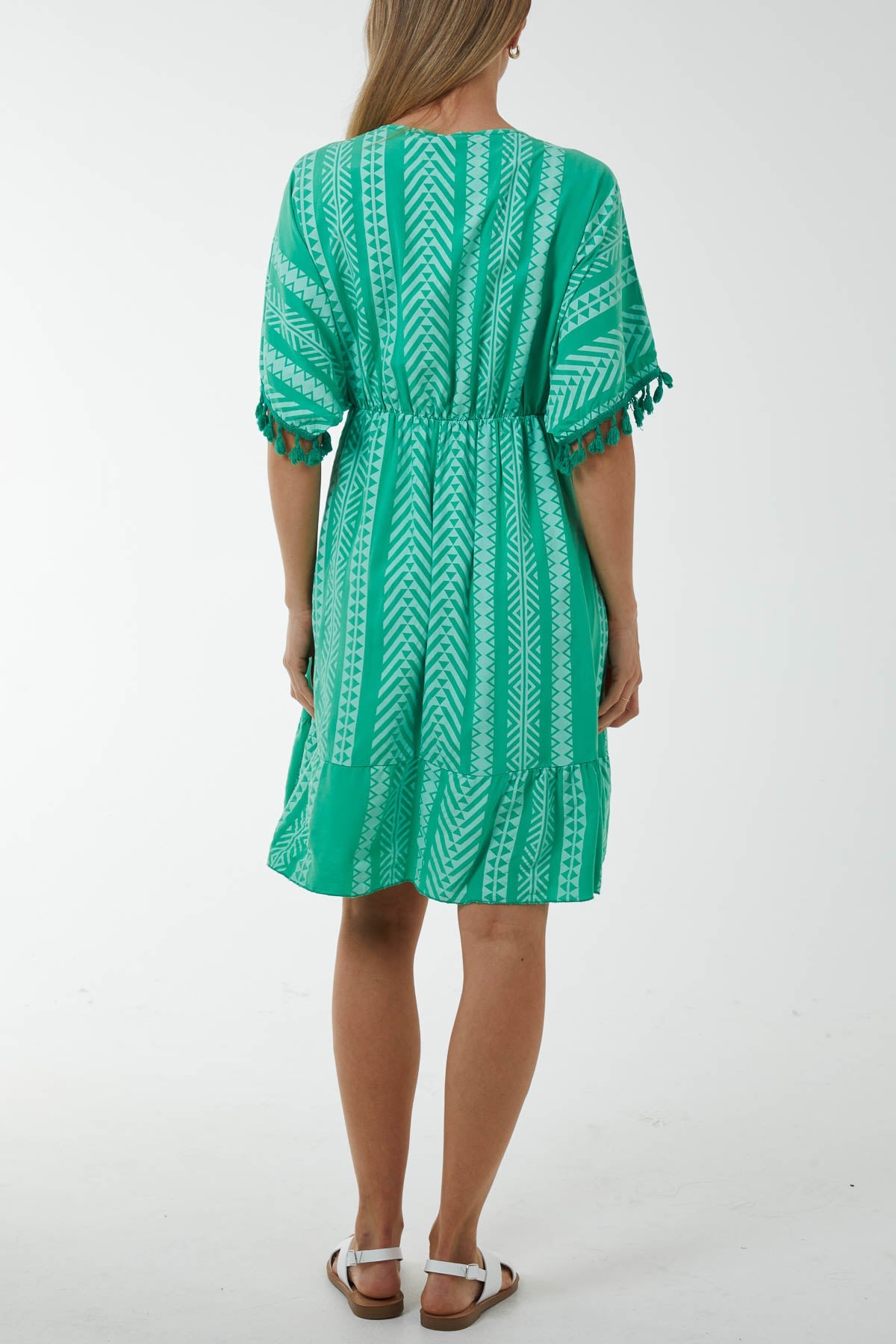 Aztec Print Mini Dress with Tassels Dresses WearAll