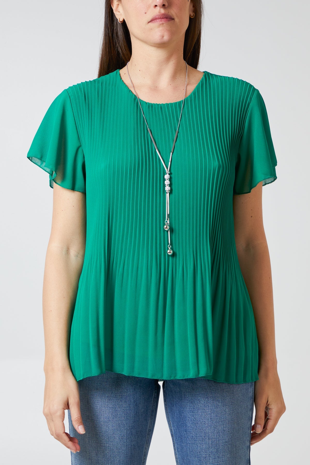 Necklace Pleated Top TOPMF2 WearAll Jade One Size