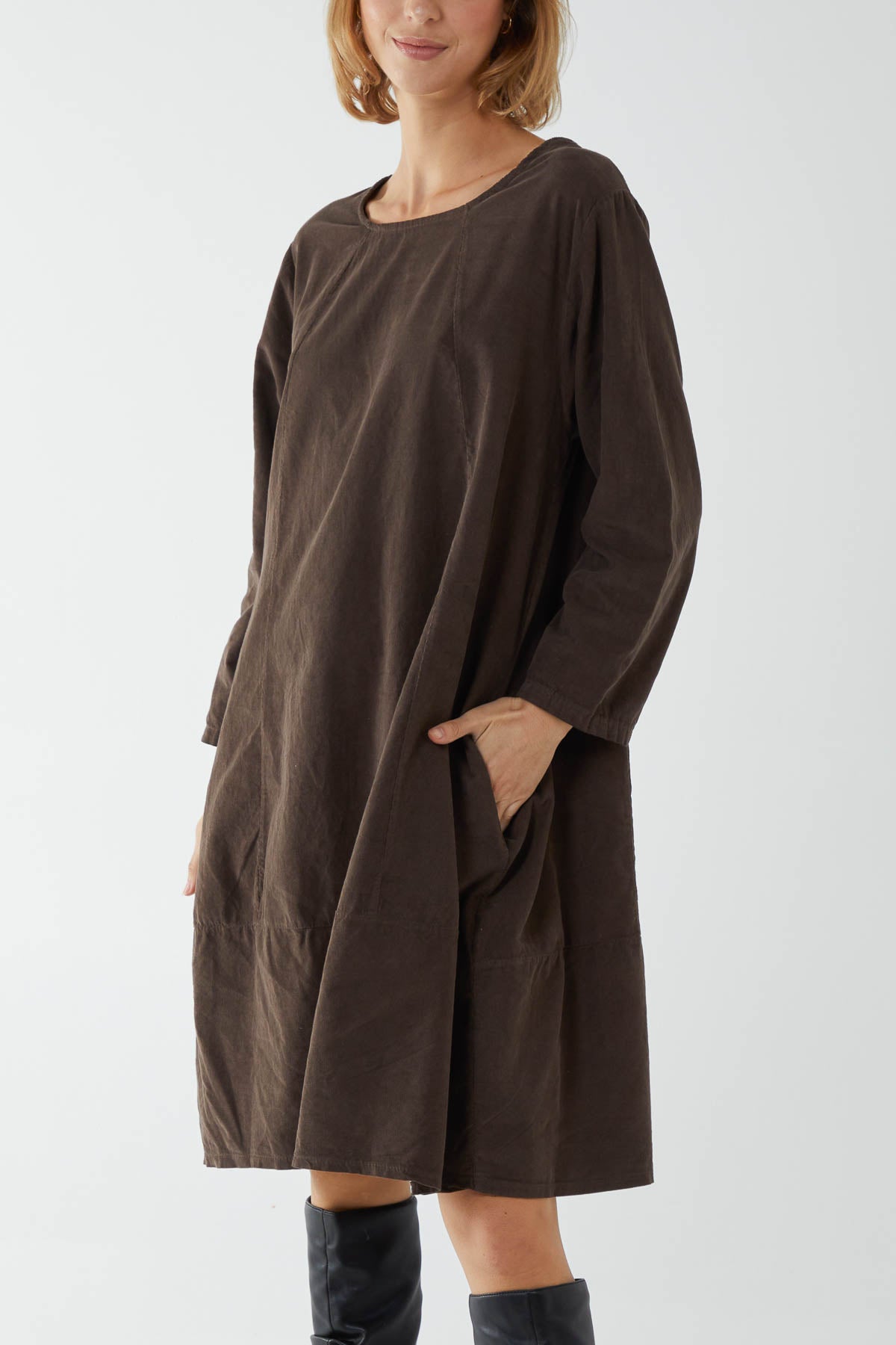 Baby Corduroy Pocket Dress DMF2 WearAll Chocolate One Size