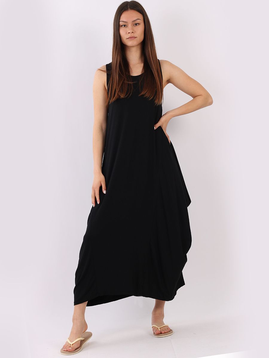 Lagenlook Parachute Dress Dresses WearAll Black One Size Fits (10-20)