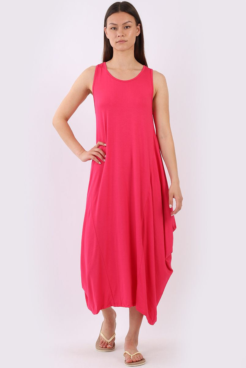 Lagenlook Parachute Dress Dresses WearAll Fuschia One Size Fits (10-20)