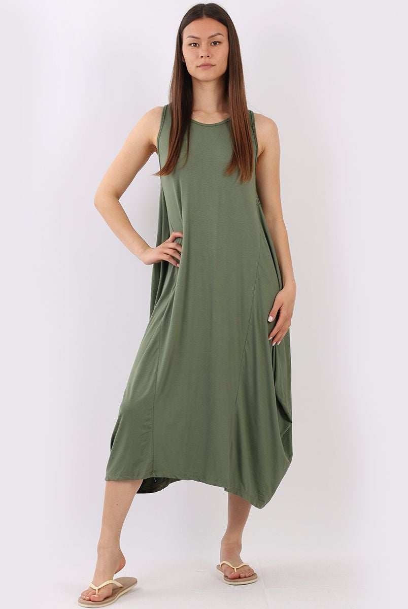 Lagenlook Parachute Dress Dresses WearAll Khaki One Size Fits (10-20)