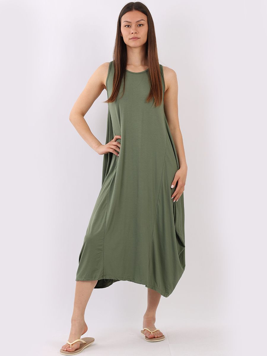 Lagenlook Parachute Dress Dresses WearAll Khaki One Size Fits (10-20)