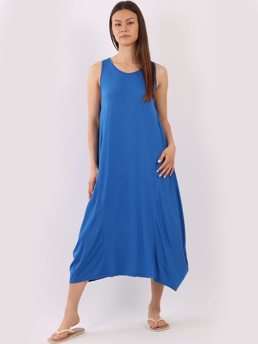Lagenlook Parachute Dress Dresses WearAll Royal Blue One Size Fits (10-20)