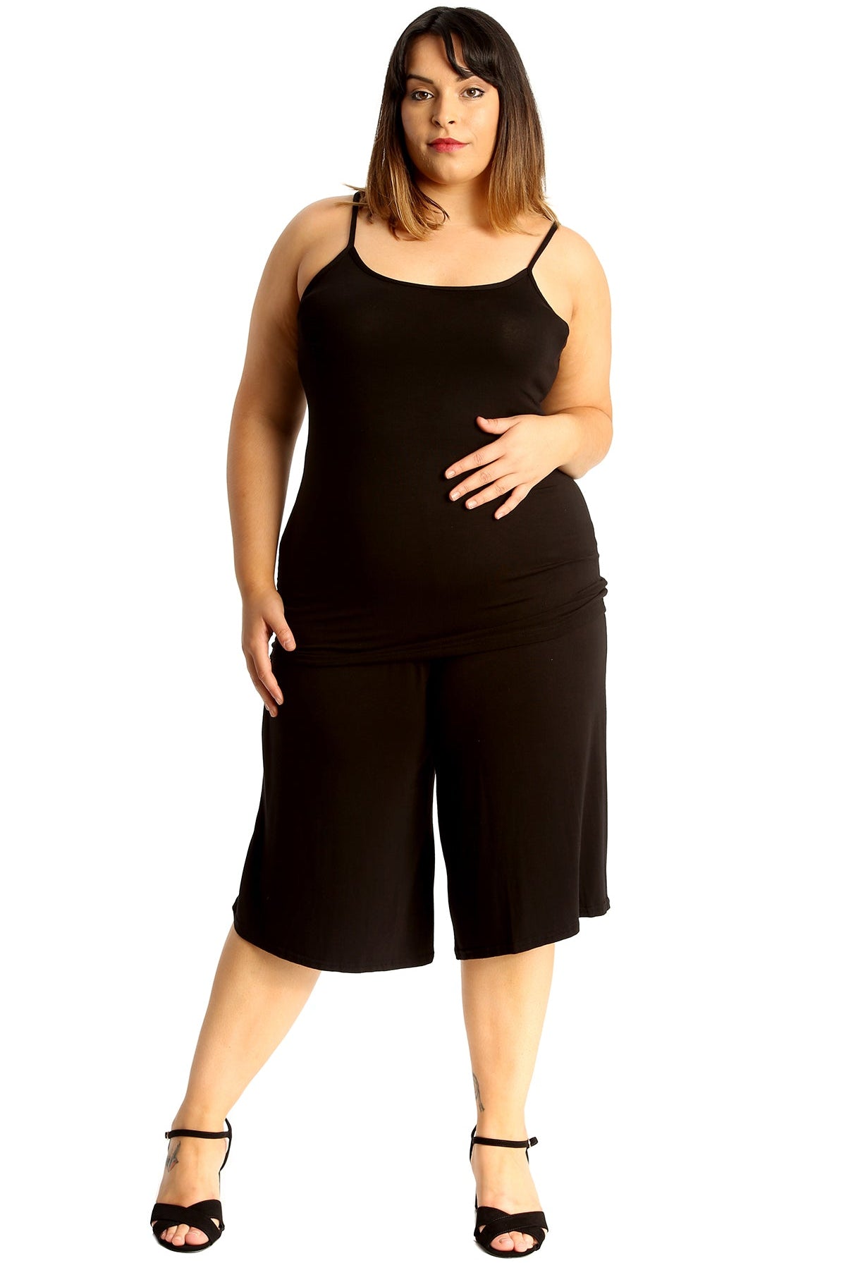 Plus Size Plain Viscose Culottes Shorts WearAll