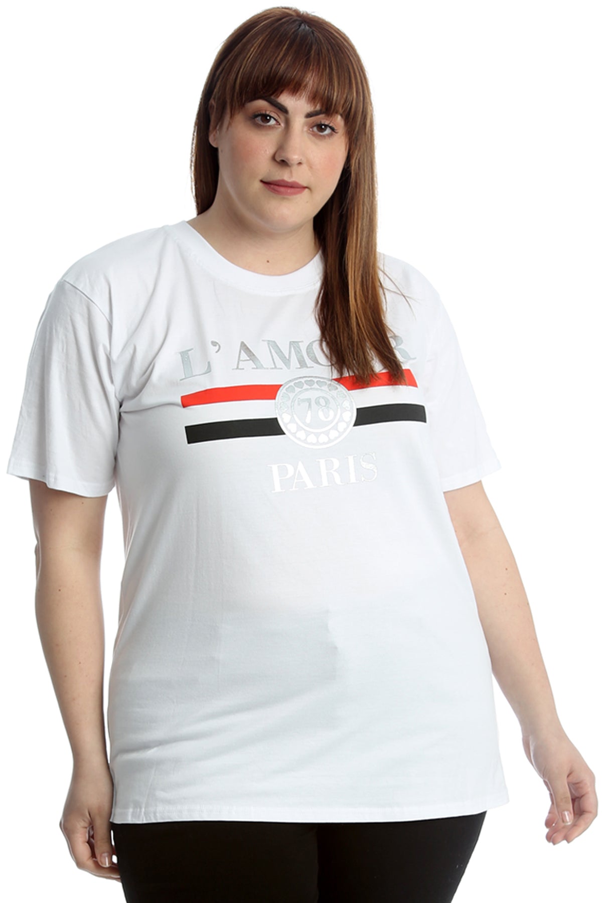 Amour Paris Print Baggy Short Sleeve T-Shirt Tops WearAll White 14