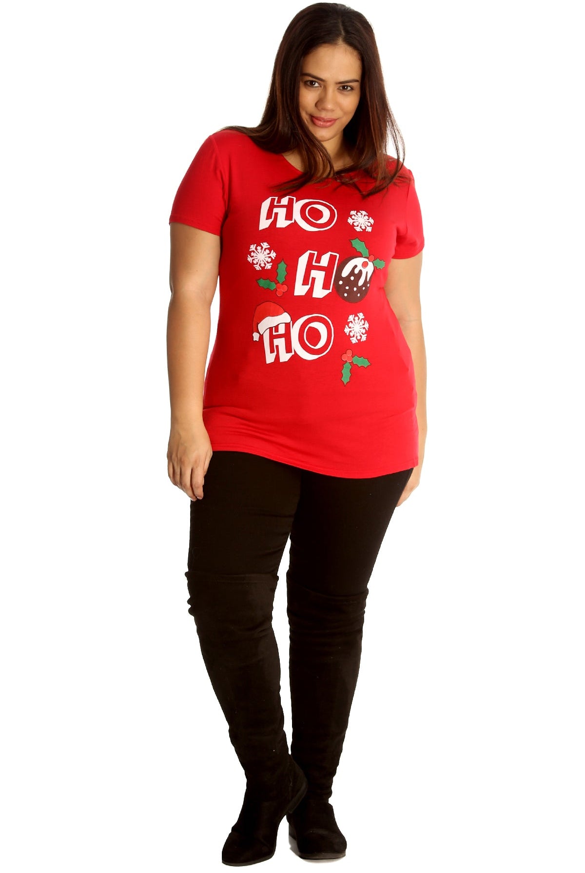 Holly Snowflake Christmas Short Sleeve Top Tops WearAll