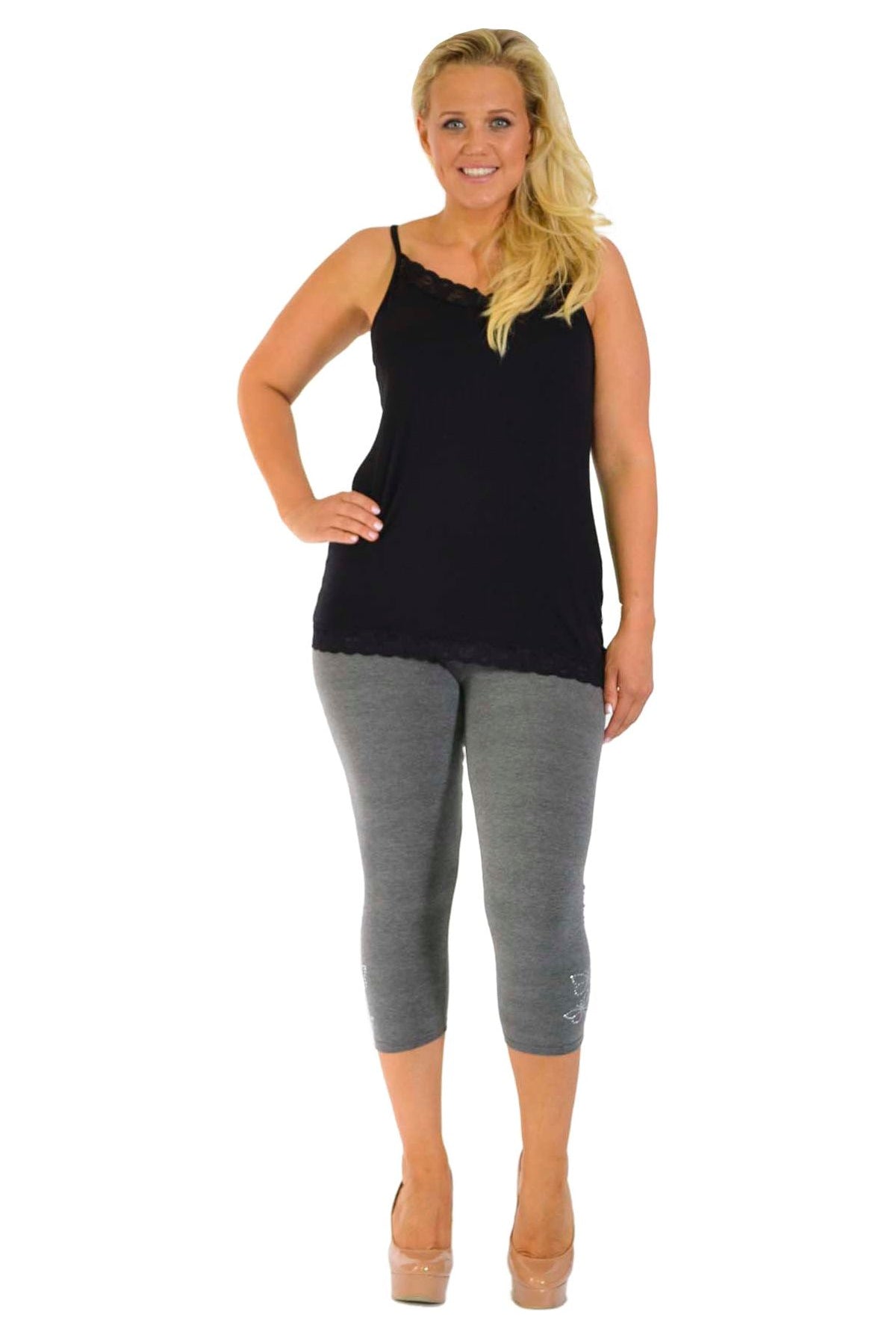 3/4 Butterfly Sequin Leggings Leggings WearAll