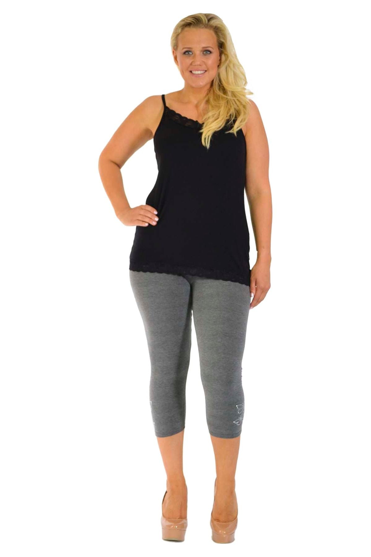 3/4 Butterfly Sequin Leggings Leggings WearAll