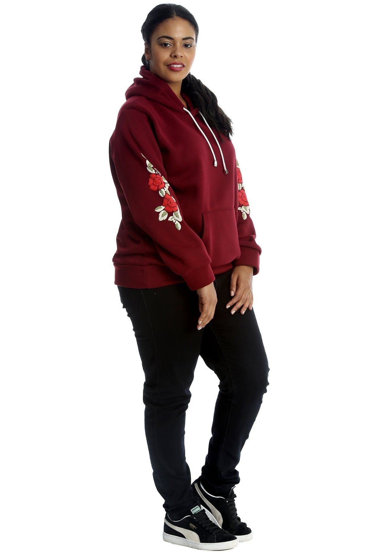 Embroidered Pouch Pocket Sweatshirt Tops WearAll