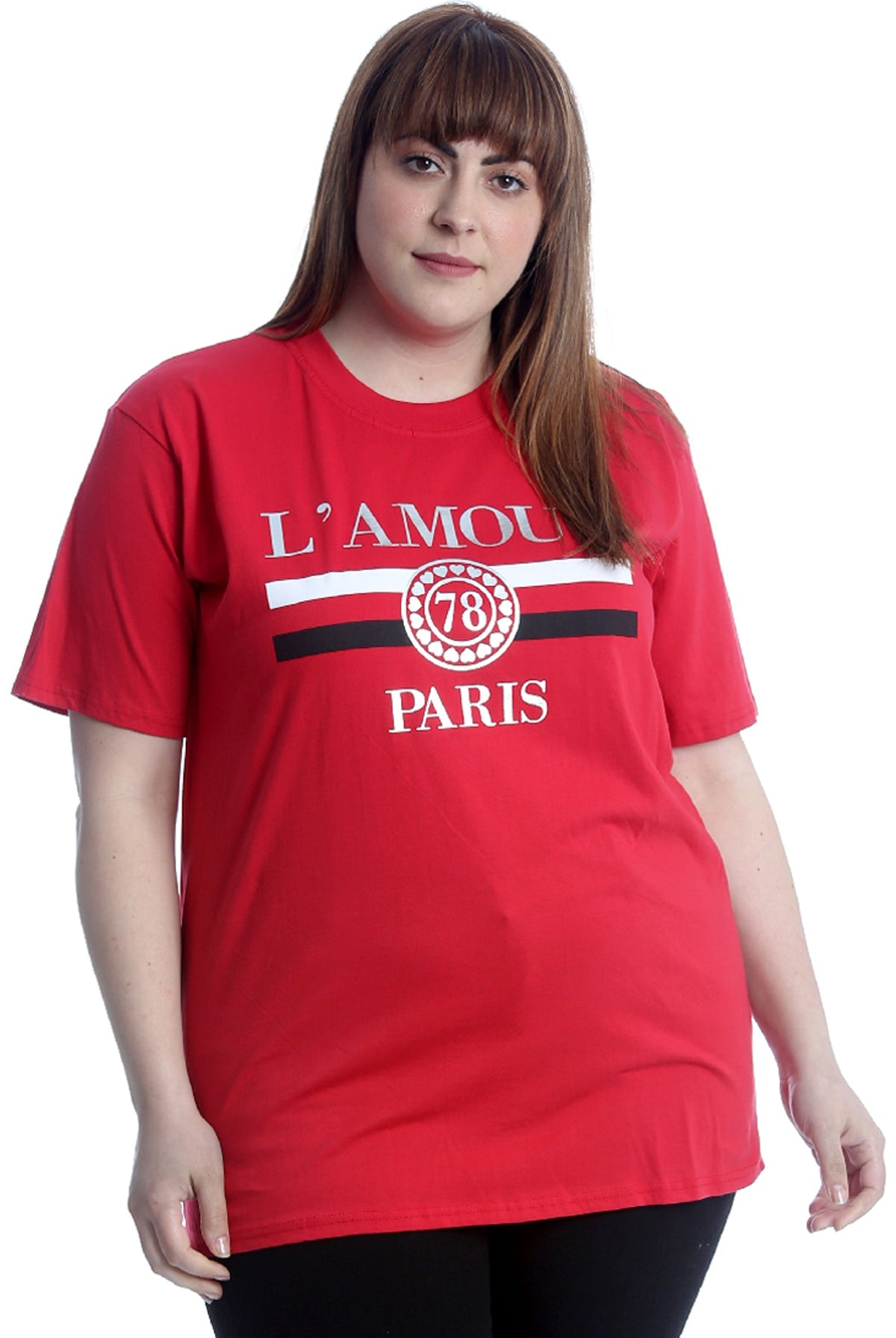 Amour Paris Print Baggy Short Sleeve T-Shirt Tops WearAll