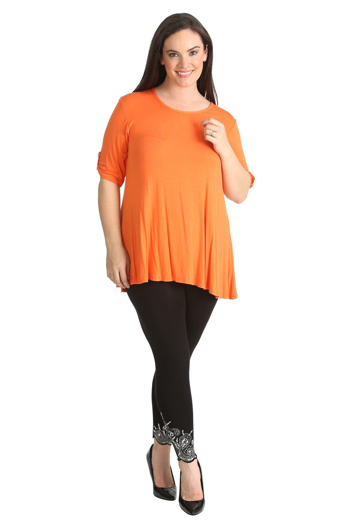 Scoop Neck Flared Ladies Plain Top Tops WearAll