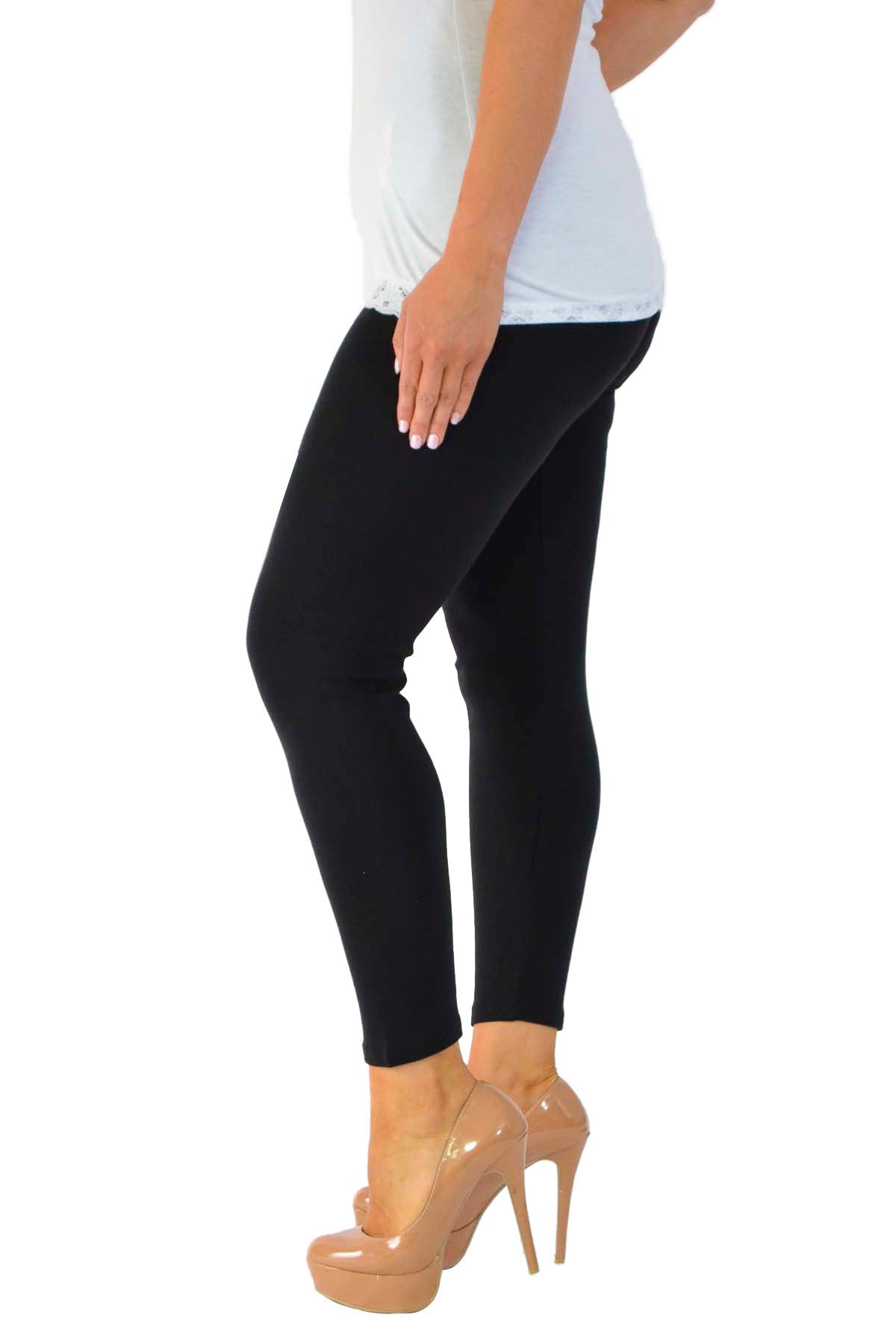 Plus Size Plain Long Leggings Leggings WearAll Black 16-18