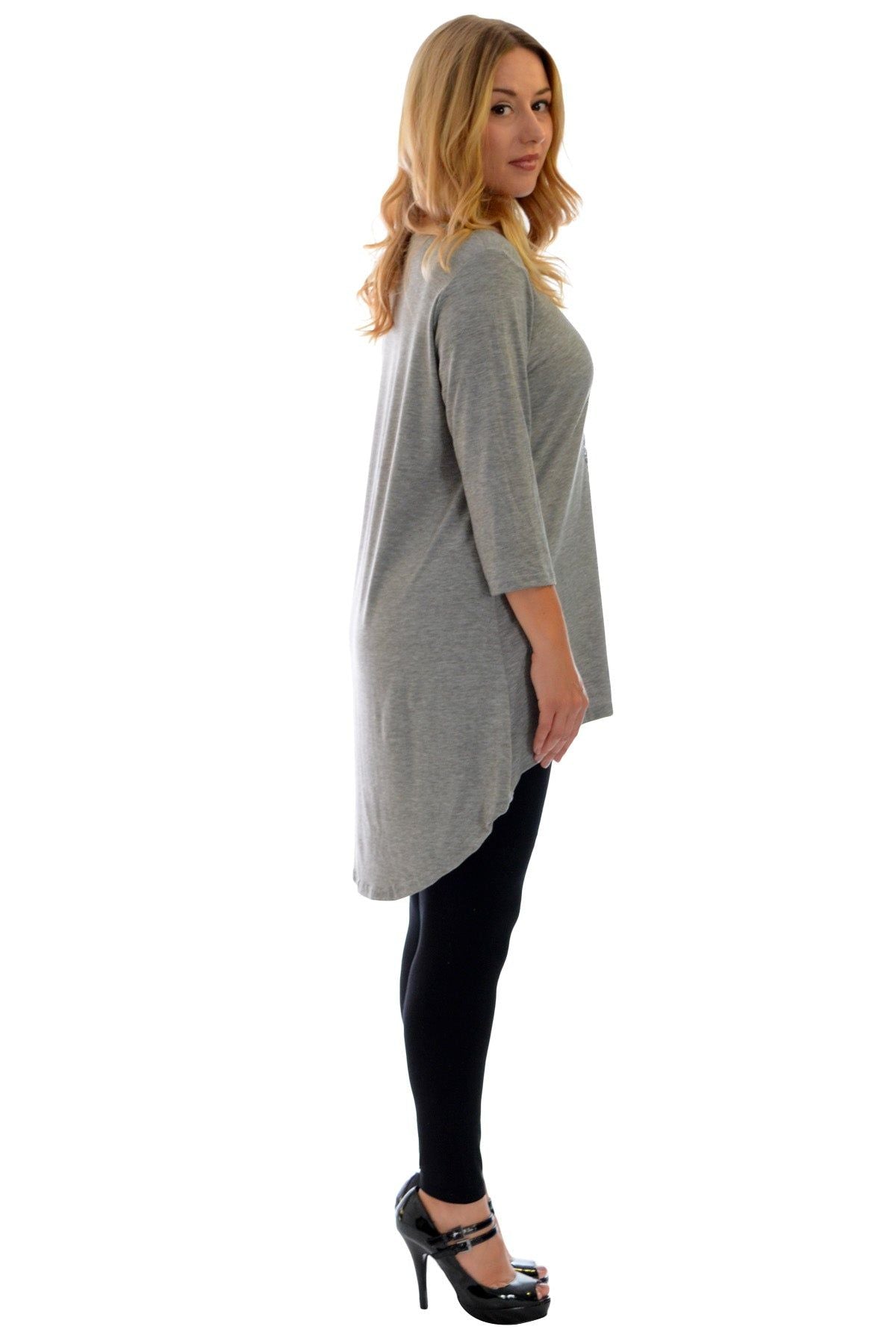 Skull Tail Back Dip Hem Scoop Top Tops WearAll