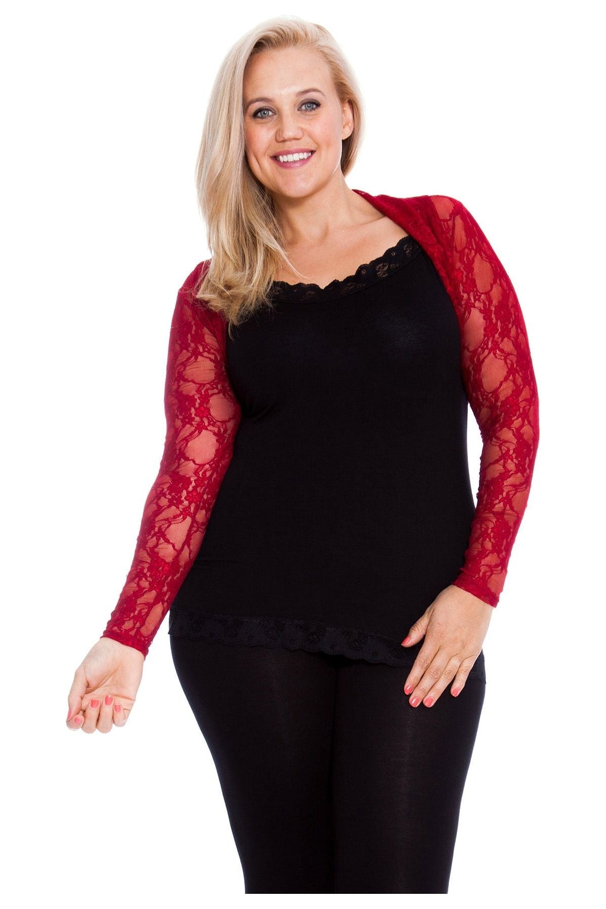 Cropped Lace Bolero Shrug Tops WearAll Wine 12-14