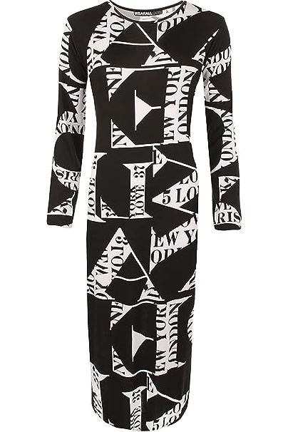 Bodycon Love Letters Print Midi Dress Dress WearAll Love Letters 8-10