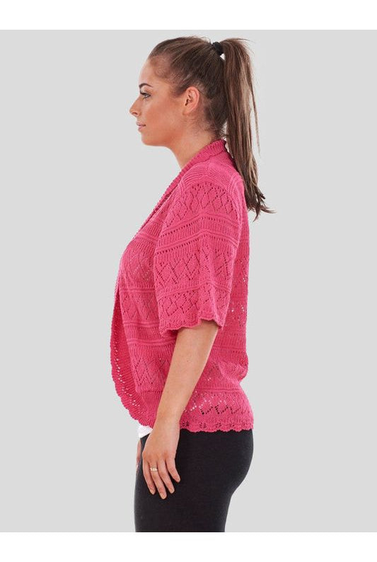 Plus Size Knitted Crochet Short Sleeve Shrugs Tops WearAll