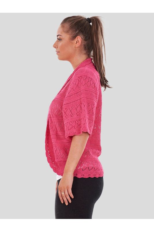 Plus Size Knitted Crochet Short Sleeve Shrugs Tops WearAll