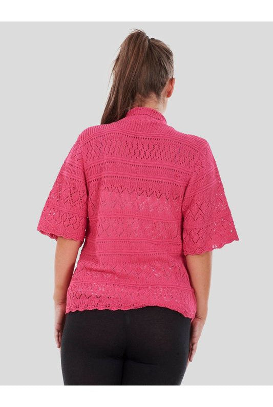 Plus Size Knitted Crochet Short Sleeve Shrugs Tops WearAll