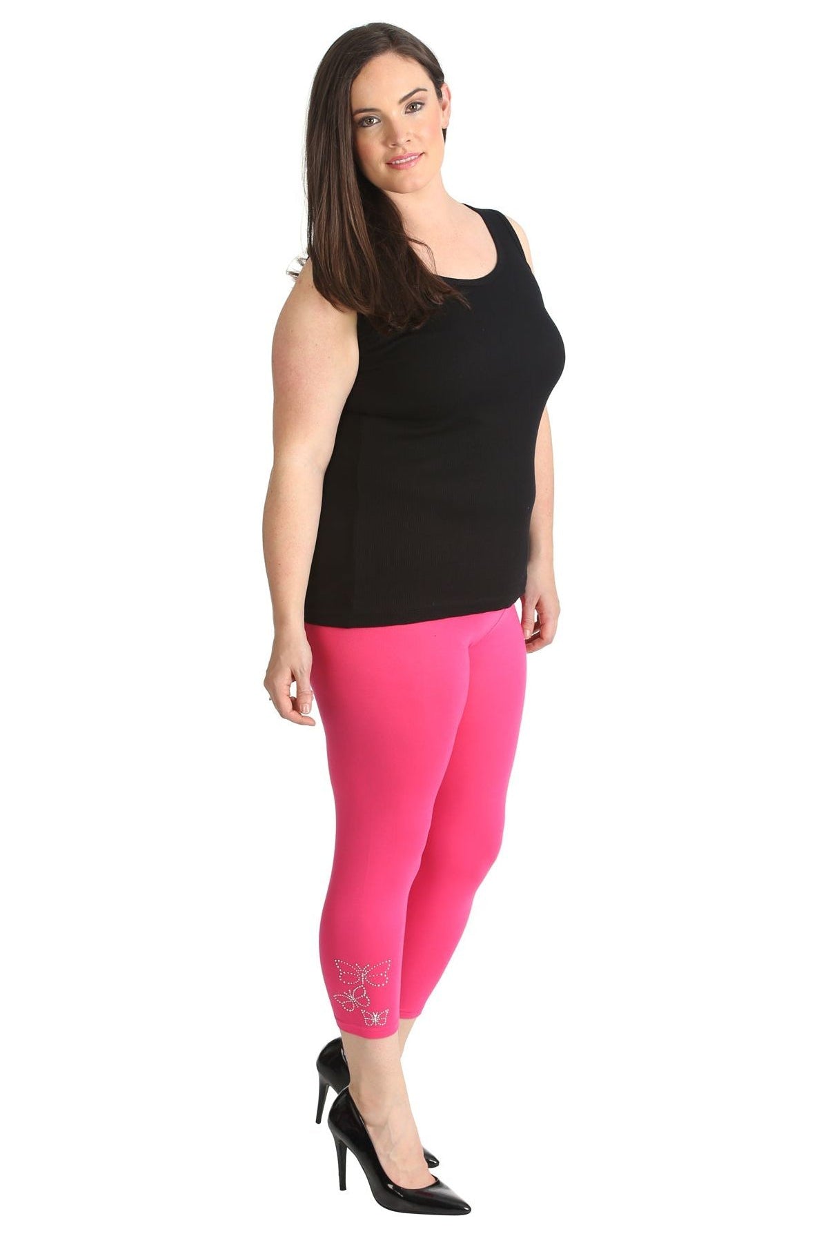 3/4 Butterfly Sequin Leggings Leggings WearAll